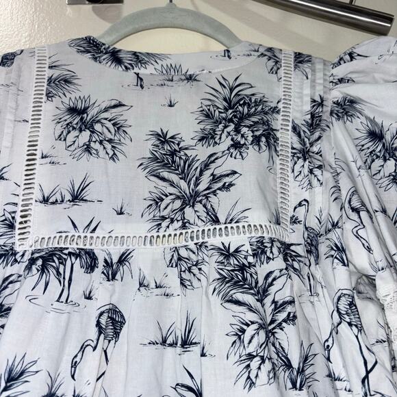 Hunter Bell Jenkins Dress Flamingo White & Navy Preppy Coastal Resort Wear Dress - Picture 11 of 15